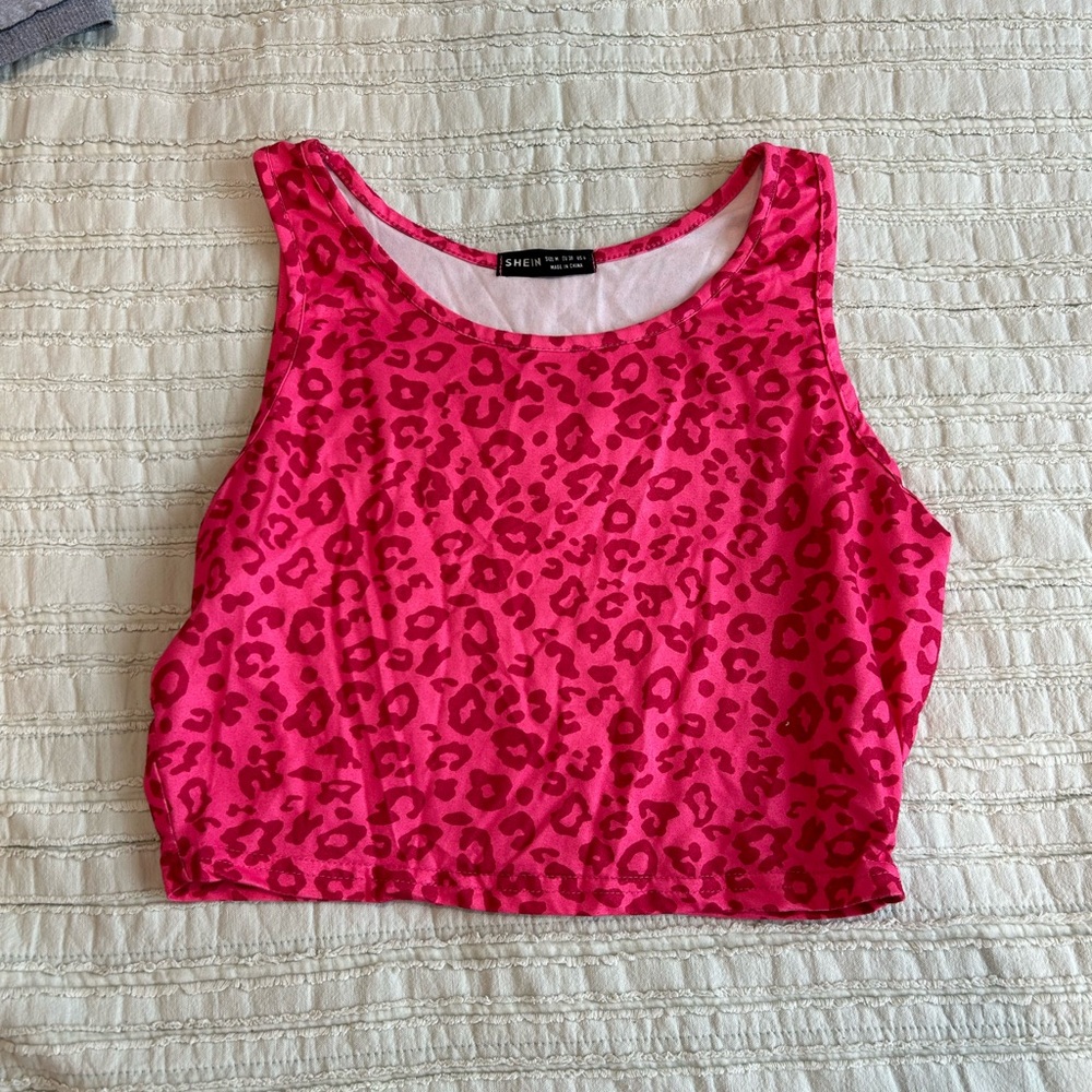 Pink cheetah print tank top